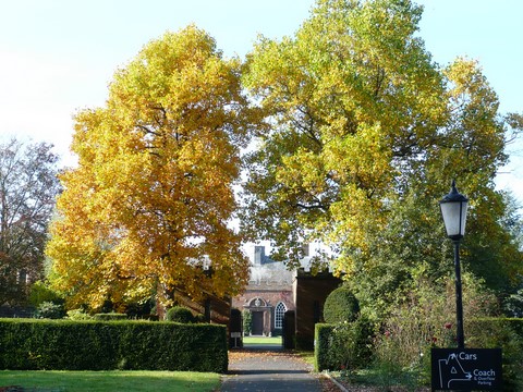 Hartlebury Castle – view towards the bothies, carriage circle and entrance to the Great Hall